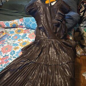 Emily McCarthy Chloe Faux Leather Dress Brown, Large